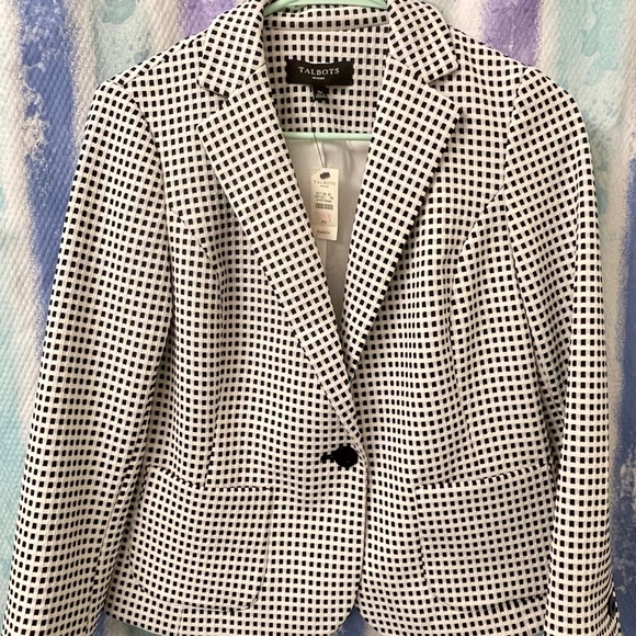 NWT black&white checked Talbots blazer - Picture 4 of 8